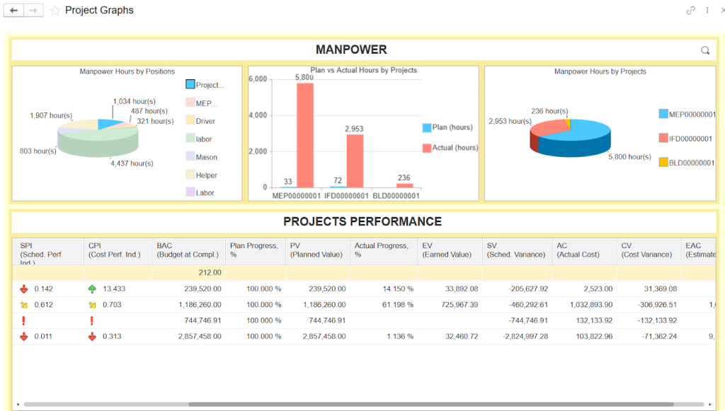 Project Graphs in FirstBit ERP