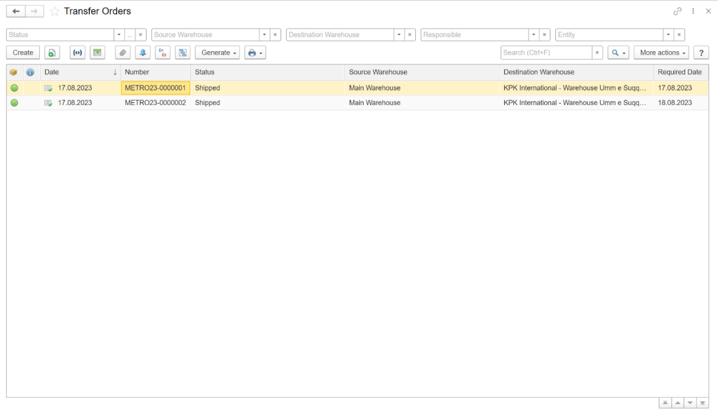 Transfer Orders in FirstBit ERP