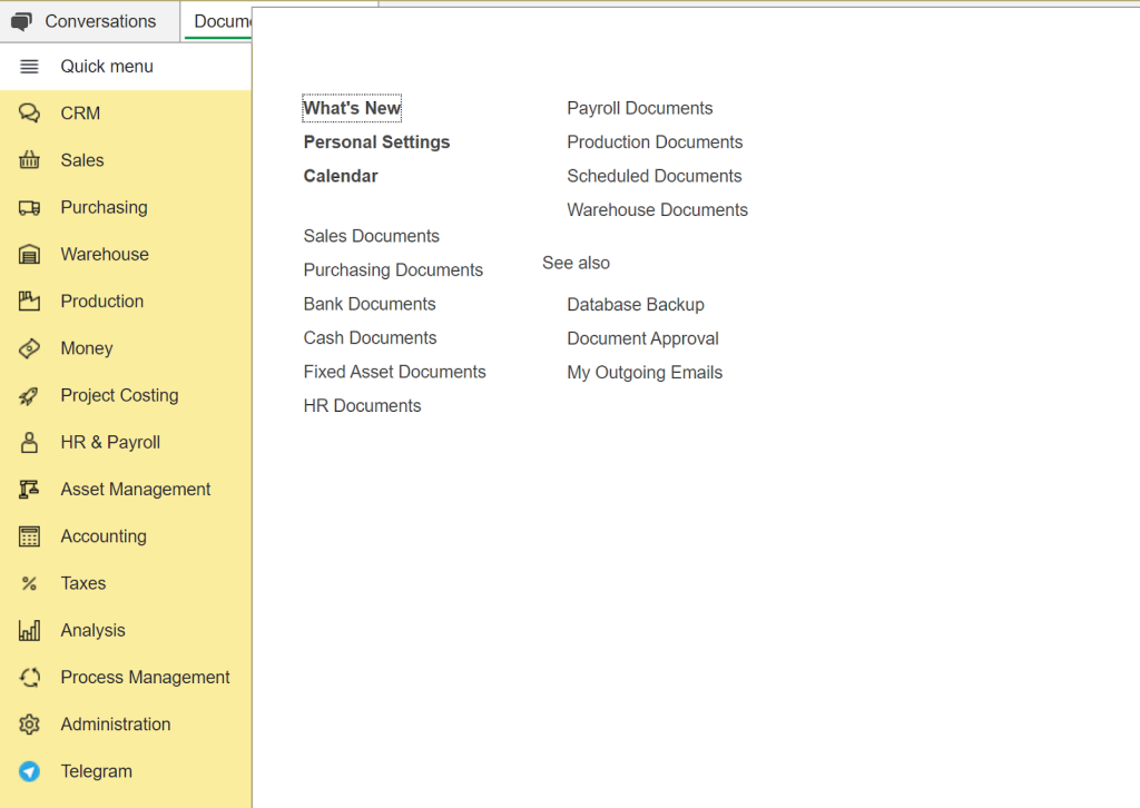erp menu