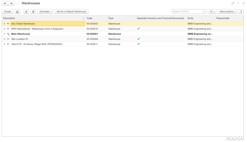 Warehouses erp features